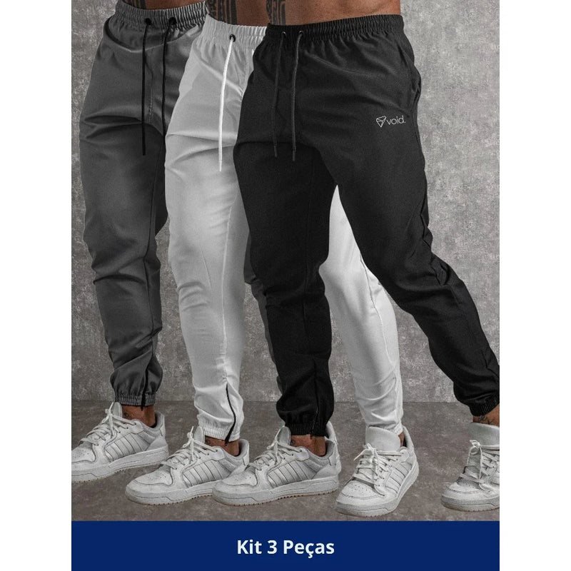 Kit com 3 Calças Jogger Tactel Void com Elastano