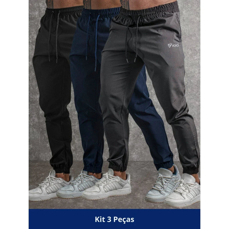 Kit com 3 Calças Jogger Tactel Void com Elastano